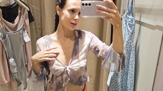 Try On haul Transparent lingerie and clothes At The Mall