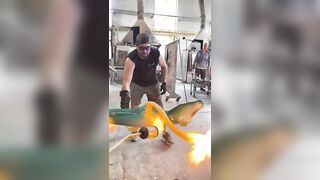 Watch this!! Stretching a giant glass snake ???? over a glass woman!