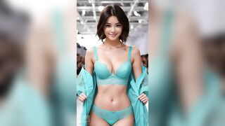 Turquoise Lace Lingerie Tour of London Fashion Week, London, UK | 4K AI Art Lookbook