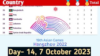 Asian Games Medal Tally for Oct 07,2023 (Day 14)|asian Games 2023 medal Tally|India