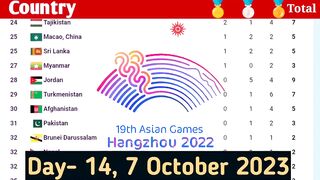 Asian Games Medal Tally for Oct 07,2023 (Day 14)|asian Games 2023 medal Tally|India