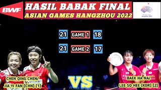 Hasil Final Badminton Asian Games 2023 Hari Ini ~ Chen Qing Chen/Jia Yi Fan Medali Emas!