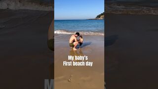 We took our 5month old #baby to the beach in #sansebastian #spain ???????????? #momlife #couplegoals #him