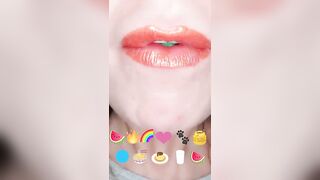 Satisfying ASMR Eating Emoji Food Challenge JELLY STRAWS GUMMY BALLS MELON TOAST Mukbang 먹방