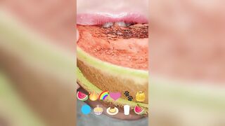 Satisfying ASMR Eating Emoji Food Challenge JELLY STRAWS GUMMY BALLS MELON TOAST Mukbang 먹방