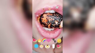 Satisfying ASMR Eating Emoji Food Challenge JELLY STRAWS GUMMY BALLS MELON TOAST Mukbang 먹방