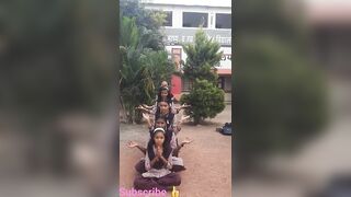 Yoga step by students on Mahalaxmi aigiri nandini #song #trending #viral #youtubeshort #shortsviral