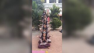 Yoga step by students on Mahalaxmi aigiri nandini #song #trending #viral #youtubeshort #shortsviral