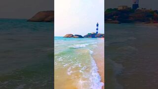 Beach Beautiful Veiw ⛱️ #lighthouse #beach #fun #funshorts #sunday #waves #sea #ocean #shorts