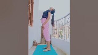 yoga with wall support #yoga #exercise #weightloss #hanstand