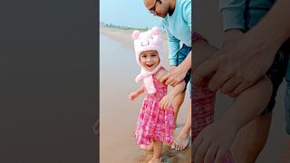 My daughter having fun in beach ????#beach#chennai#ytshorts