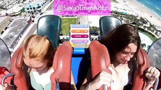 Two hotties wearing bikinis on slingshot! Fun and funny reaction from these two babes! #sexy #fyp