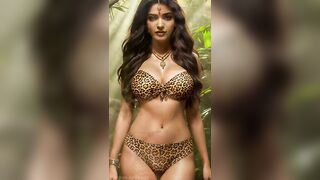 [4K AI ART] Indian AI Lookbook Model: Leopard-print bikinis in the Indian jungles - Part 1