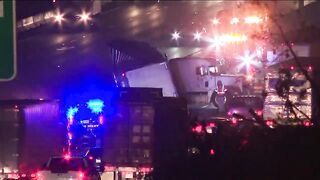 Jackknifed tractor trailer shuts down two lanes on I-285 in DeKalb County