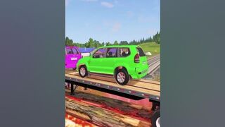 Double Flatbed Trailer Truck vs speed bumps|Busses vs speed bumps #232 | Beamng Drive
