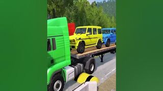 Double Flatbed Trailer Truck vs Speed bumps | Train vs Cars | Tractor vs Train | BeamNG Drive #236