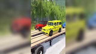 Double Flatbed Trailer Truck vs Speed bumps | Train vs Cars | Tractor vs Train | BeamNG Drive #236