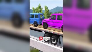 Double Flatbed Trailer Truck vs Speed bumps | Train vs Cars | Tractor vs Train | BeamNG Drive #236