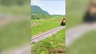 Double Flatbed Trailer Truck vs Speed bumps | Train vs Cars | Tractor vs Train | BeamNG Drive #236