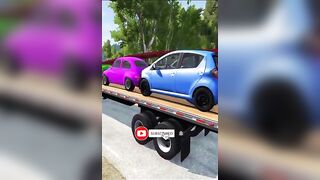 Double Flatbed Trailer Truck vs Speed bumps | Train vs Cars | Tractor vs Train | BeamNG Drive #237