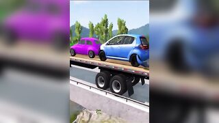Double Flatbed Trailer Truck vs Speed bumps | Train vs Cars | Tractor vs Train | BeamNG Drive #237
