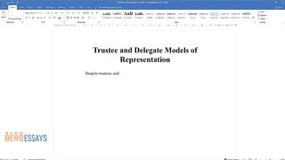 Trustee and Delegate Models of Representation - Essay Example