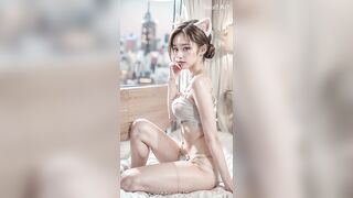 Cute girl in cat lingerie! ???????????? 야옹이 란제리를 입었어요!