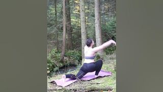 yoga flow by a small stream