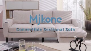 Mjkone Reversible Sectional Couch with Flexible Storage Ottoman | Living Room furniture