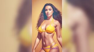 4K AI Art Lookbook Video of Beautiful Girls in Neon Color Bikinis | Blue & Yellow Styles