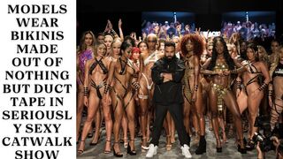 Models wear bikinis made out of nothing but duct tape in seriously sexy catwalk - Black Tape Fashion