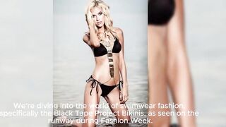 Hot Lingerie Models In Black Tape Project Bikini Tape As Swimwear Fashion Week - Black Tape Fashion