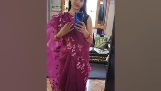 meesho organza saree try-on-haul #saree #cute #ytshorts