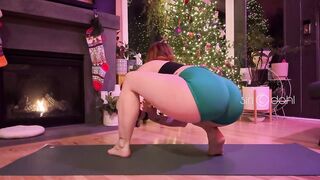 Cozy relaxing Christmas vibes yoga by the fireplace Part 2 - long legs stretching, strong woman