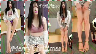 Merry Christmas in two days, floral jacket try on haul crossdressing with silver scale skirt