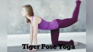 The Tiger Pose, also known as Vyaghrasana in Sanskrit, is a yoga posture