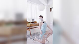 4K vertical lookbook Racing model rose light blue dress lookbook underwear lingerie lookbook fancam