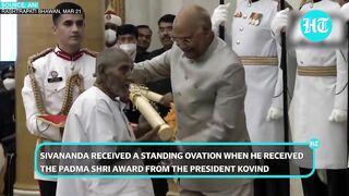 Standing ovation for Swami Sivananda as President Kovind awards him Padma Shri for Yoga