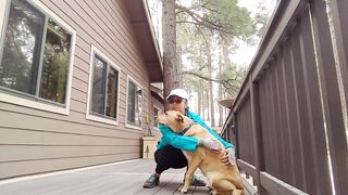 Junebug helped me stretching on the deck, then she got a reward of the day!