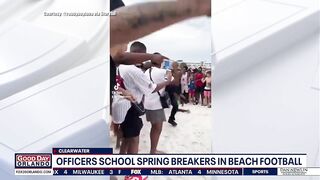 Florida officers school Spring Breakers in beach football