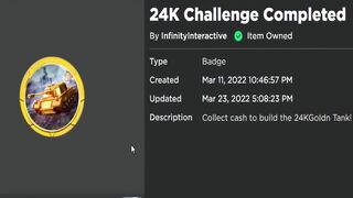 GET THIS BADGE FOR FREE ACCESSORIES! 24kGoldn Challenge Military Tycoon! (ROBLOX)