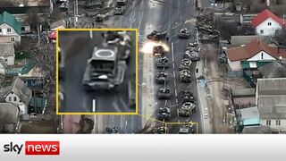 Ukraine War: Dramatic drone footage shows Russian convoy 'ambush'