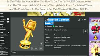 [GRAND PRIZES] HOW TO GET 24KGOLDN CONCERT AWARD & VICTORY-24KGOLDN! [ROBLOX FREE ITEMS]