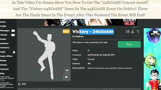 [GRAND PRIZES] HOW TO GET 24KGOLDN CONCERT AWARD & VICTORY-24KGOLDN! [ROBLOX FREE ITEMS]