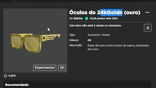 Como GANHAR Um Óculos De Ouro GRÁTIS No Roblox