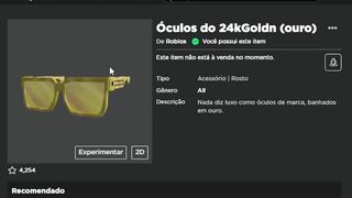 Como GANHAR Um Óculos De Ouro GRÁTIS No Roblox