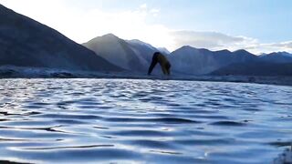 Yoga on Pangong lake with the nature :  Middle of Himalayan mountains