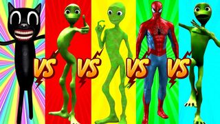 dance challenge dame tu cosita vs spiderman vs me kemaste vs cartoon cat - green alien dance