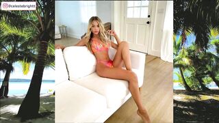 Celeste Bright Showcases her Enviable Figure in Vibrant Bikinis