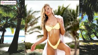 Celeste Bright Showcases her Enviable Figure in Vibrant Bikinis